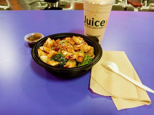 Pumpkin Spice! Smoothie & a Teriyaki Chicken bowl!  Delicious!!