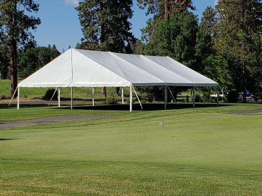 Tents : 10 x 10 - 40 x 100
Professional Grade 
Aluminum HD Beam construction 
White blackout vinyl 
Multitude of accessories can be added.