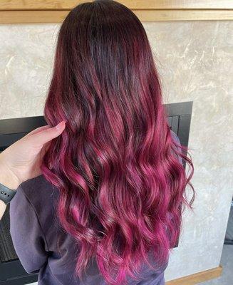 Vibrant color balayage