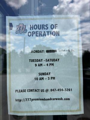 Hours of operation