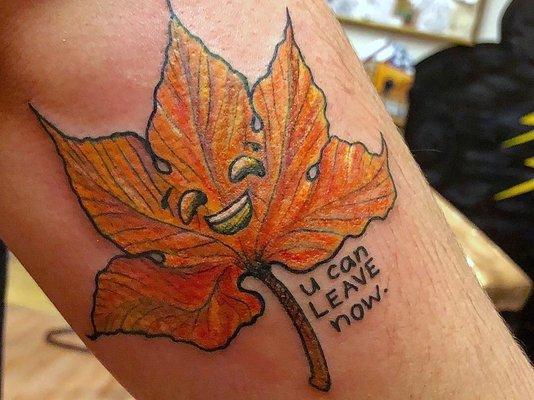 leaf tattoo by Victoria storm