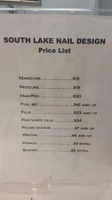 A price list for your reference. No brochures available. Cash or check only. See nikki!