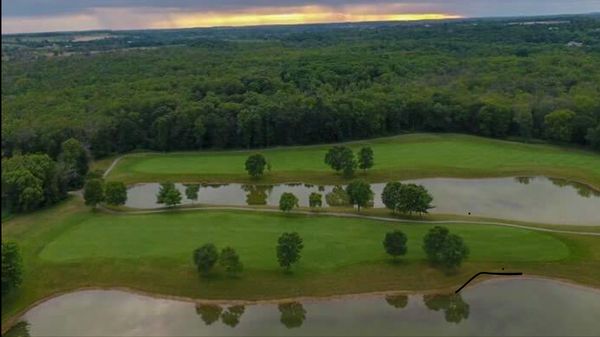 The 13th and 17th holes looking west from the air.  Challenging!!