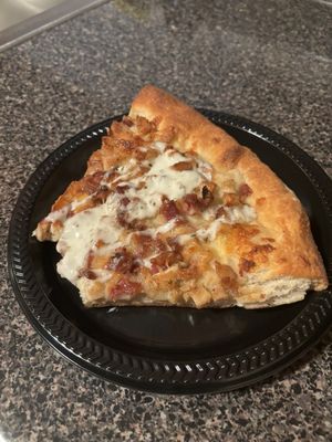 Chicken Bacon Pizza Topped With Ranch Dressing