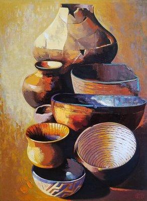 Native American Pottery, oils on canvas