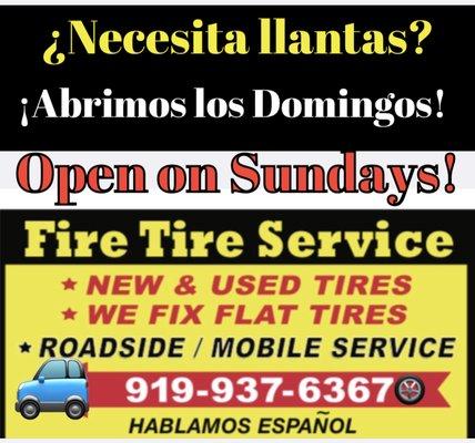 Tire shop,Servicio a domicilio y abierto los domingo