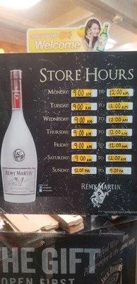 The store hours!!