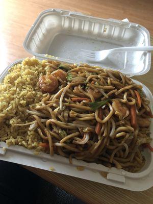 Shrimp Lo Mein with Plain Fried Rice