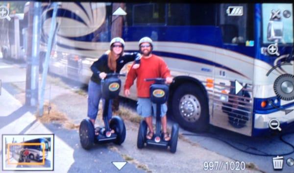 My husband and I in front of Ani Difranco's tour bus outside of The Orange Peel (image from camera viewfinder)