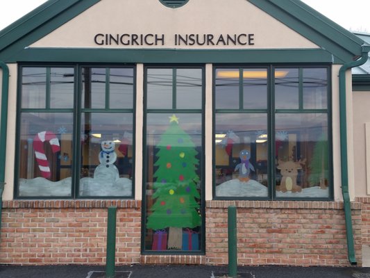 Pine Grove High School art students decorated our windows for Christmas (December 2016)