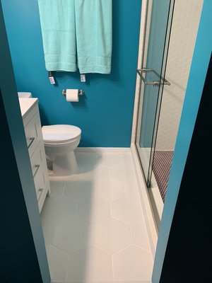 Bathroom Remodel in Germantown after a pipe burst