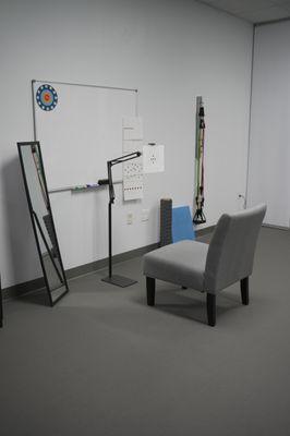 Our home therapy training area. Every patient is given exercises to practice at home in between visits!