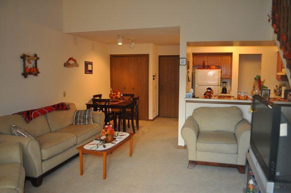 Living room inside an apartment at Autumn Wood!