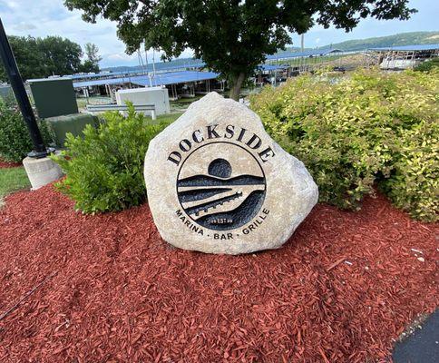 Dockside Marina Bar Grille Custom Engraved Business Rock