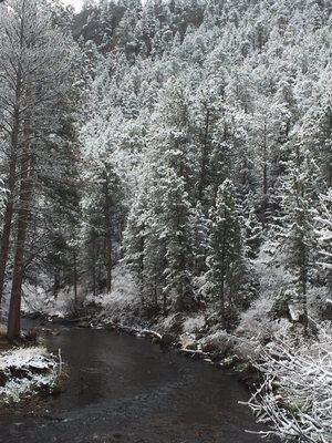 Big Thompson River after a light snow