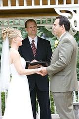 Jeff Petersen performing a wedding at Chapel in the Pines in Sycamore, IL