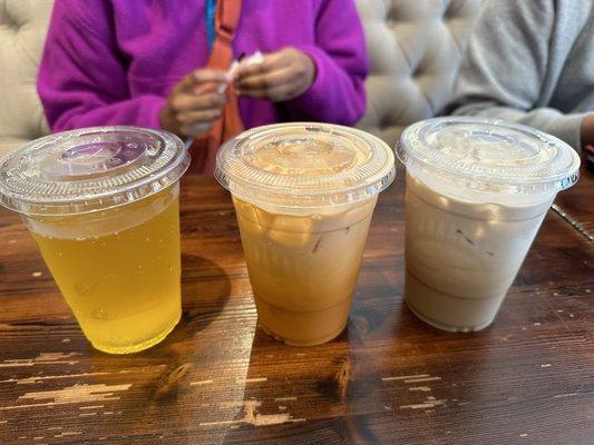 From L to R: Pineapple Mimosa, Thai Iced Tea, Thai Iced Coffee