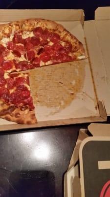 My family and I got some pizza and the pizza is so soaked in grease it is unappealing. We just got this