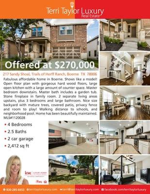 Immaculate home in The Trails of Herff Ranch!  Fantastic floor plan with the master down!  #territaylorluxury