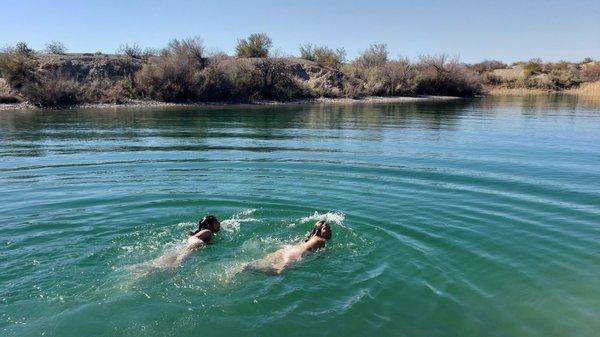 Swimming in freezing water