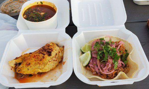 Birria and pork conchinita tacos.