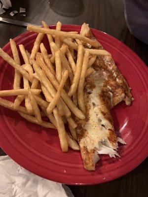 Baked fish dinner and regular fries