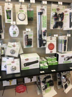 We carry a variety of flashlights. Everything you need for an outage, camping, traveling, working and more!