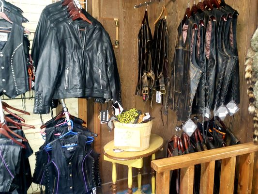 Leather vests and jackets. They also have chaps.