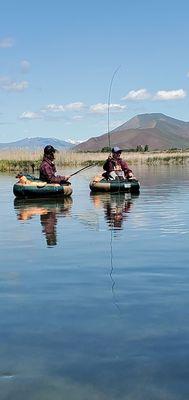 Fly fishing with DJ, our guide.