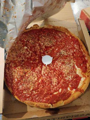 Deep dish Chicago style cheese pizza