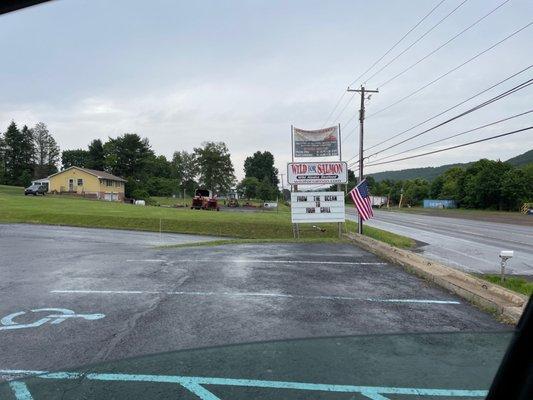 Sign and entrance to parking lot