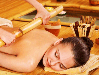 Relaxing massage with bamboo sticks.