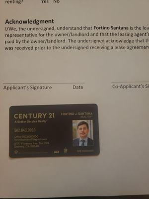 Photo of the dishonest, unprofessional real estate agent Mr.Santana Fortino J who works for Century 21 A Better Service Realty