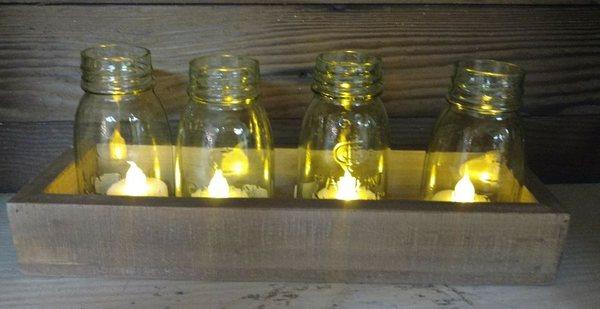 Mason jar tea lights $6.50