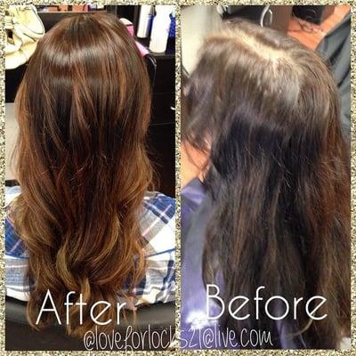 color correction to a chocolate brown with caramel highlights