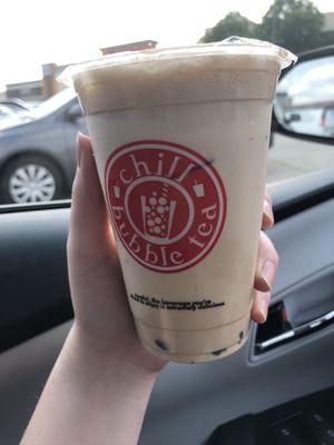 Chai milk tea over ice with boba