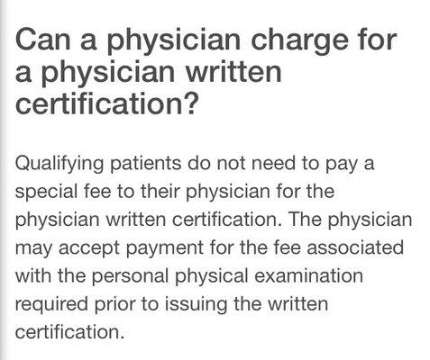 The State says he can accept payment for the examination not $200, then another 100 every 3 months. He's taking advantage of sick people