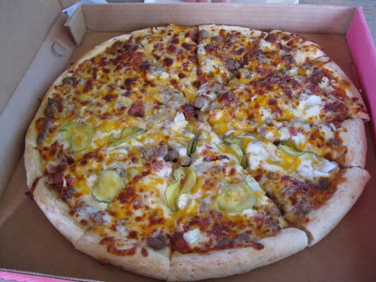 Bacon Cheeseburger Pizza with optional pickles