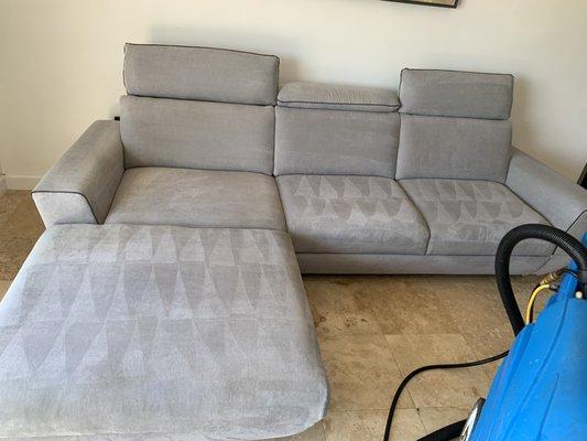 AFTER , stains are completely gone on this couch