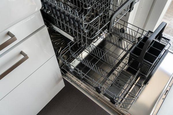 A perfectly functioning dishwasher right after our experts repaired it.