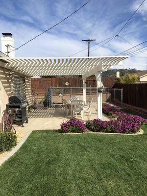 The repaired patio cover. Most of the wood needed replaced.