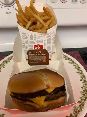 Large Bacon Ultimate Cheeseburger Combo with BBQ Dip Cup.