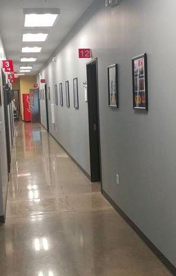 Inside hallway at KD College Prep with 12 classrooms for interactive and focused test prep with experienced instructors.