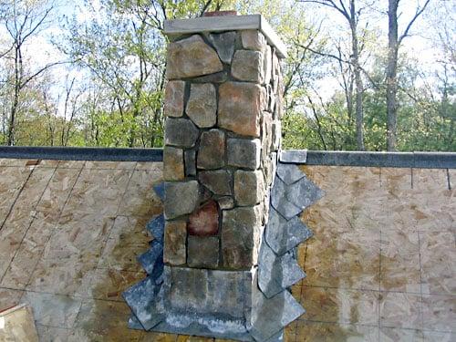 Brand new stone chimney in Gladwyne home.