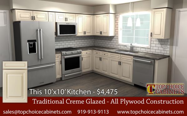 10x10 Pricing for Traditional Crème Glazed Cabinets