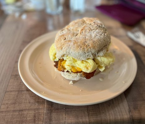 Homemade Biscuit Sandwich, bacon egg and cheese.