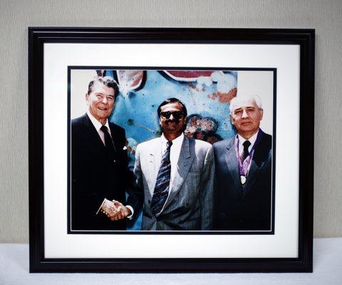 Dr. Prabhu with President Reagan and Gorbachev