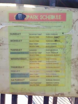 Schedule of the park. Check before you drive 25 miles!