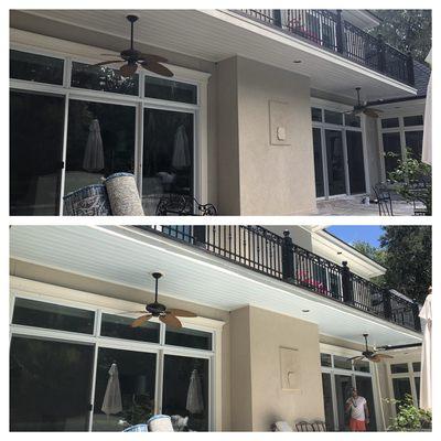 Patio ceiling painted "Bravo Blue" from plain White.