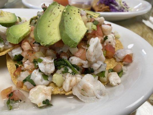 Shrimp ceviche tostada